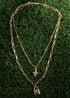 Boho Necklace, RH Two Layer Copper Gold Lock and Key